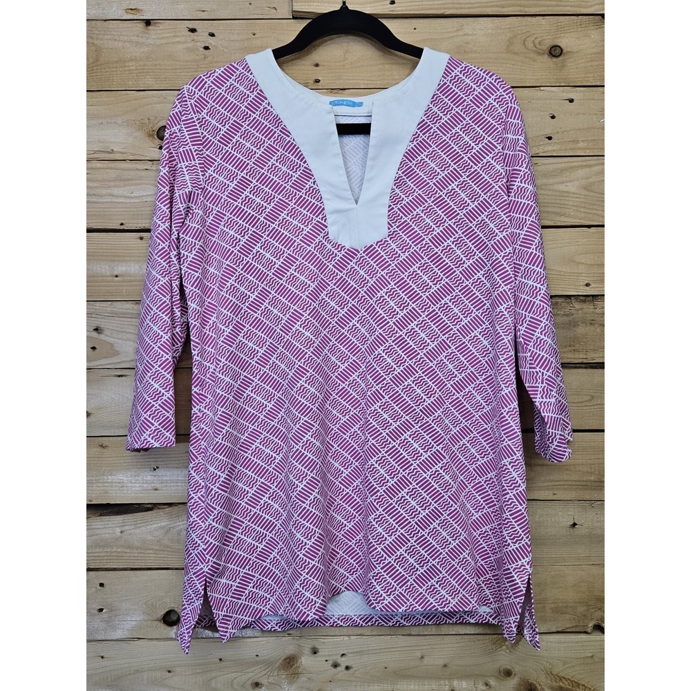 J McLaughlin Top Large Pink Catalina Cloth 3/4 Sleeves